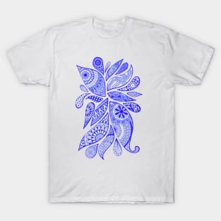 Abstract Zentangle Swirls Design (dark blue on white) T-Shirt